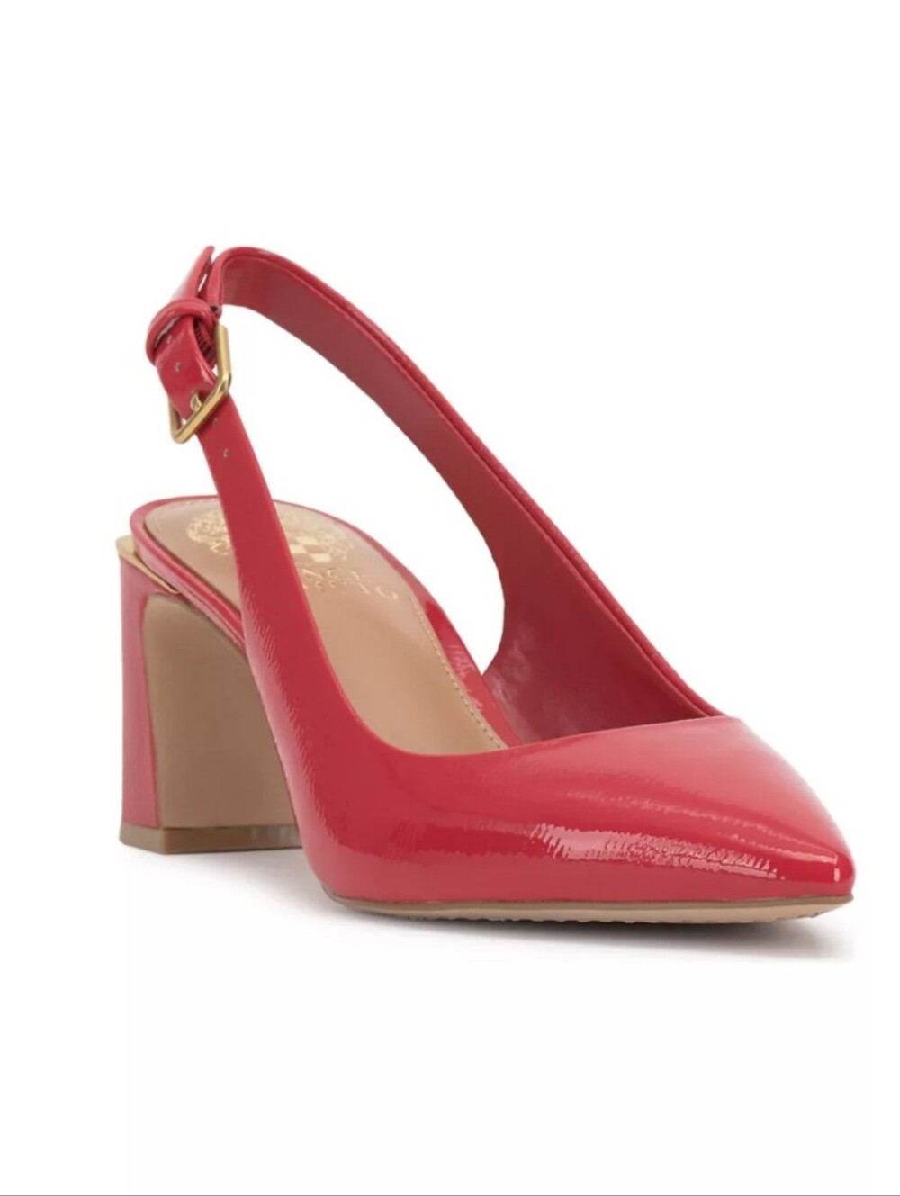 Vince Camuto Women’s Red Patent Slingback Block Heel Pumps